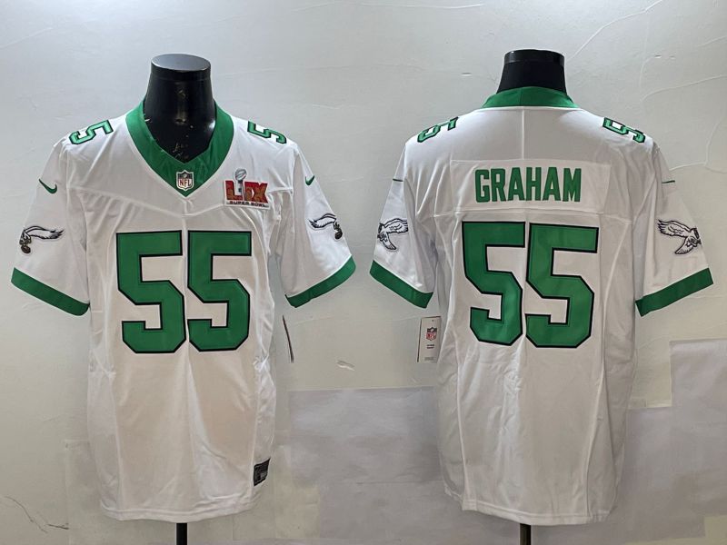 Men Philadelphia Eagles 55 Graham White Retro three generations 2025 Nike Vapor Limited NFL Jersey style 2